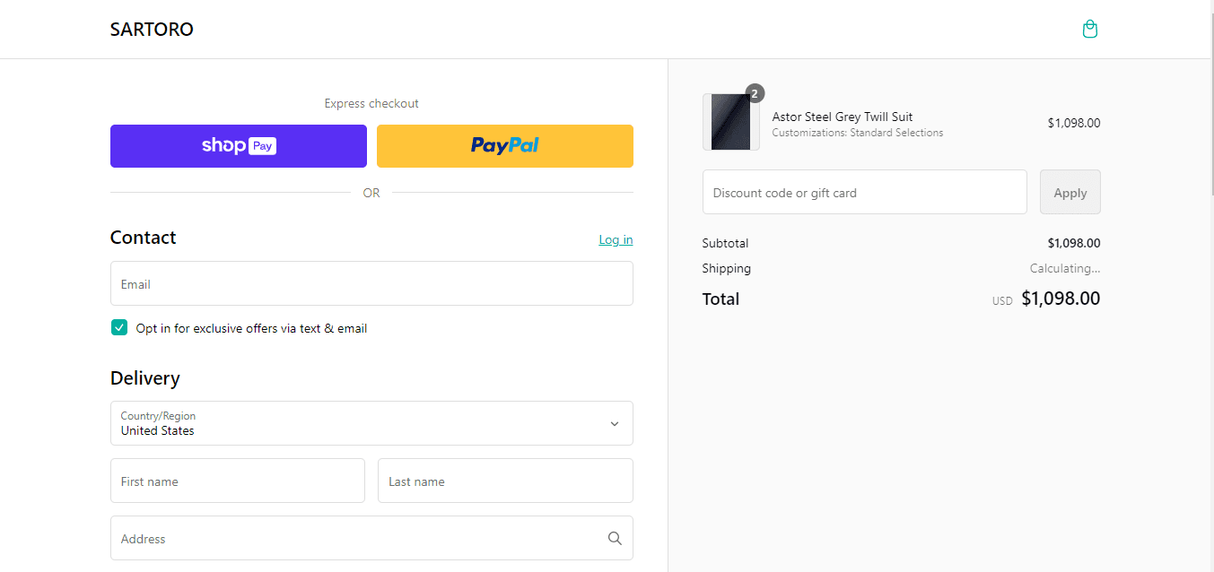 How to apply Sartoro coupon code